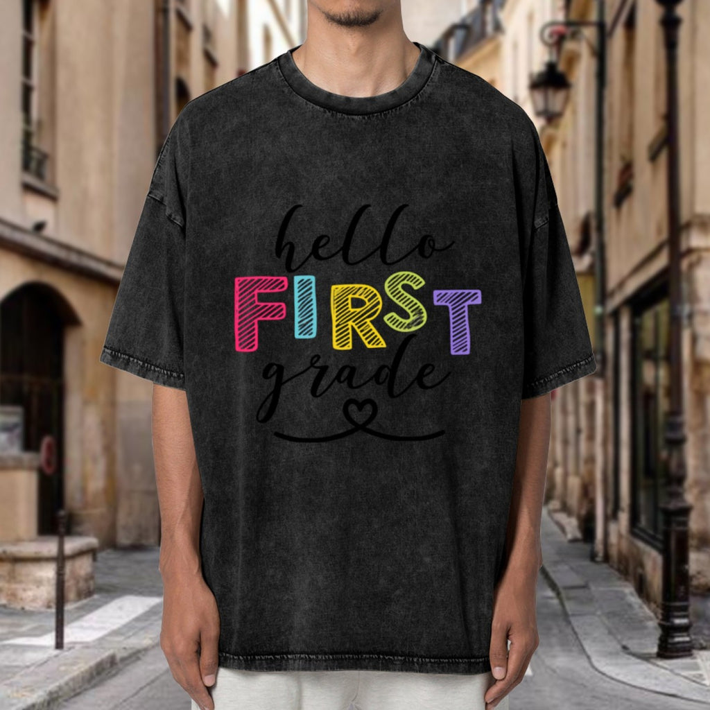 Hello First Grade Teacher washed graphic T-shirt product image