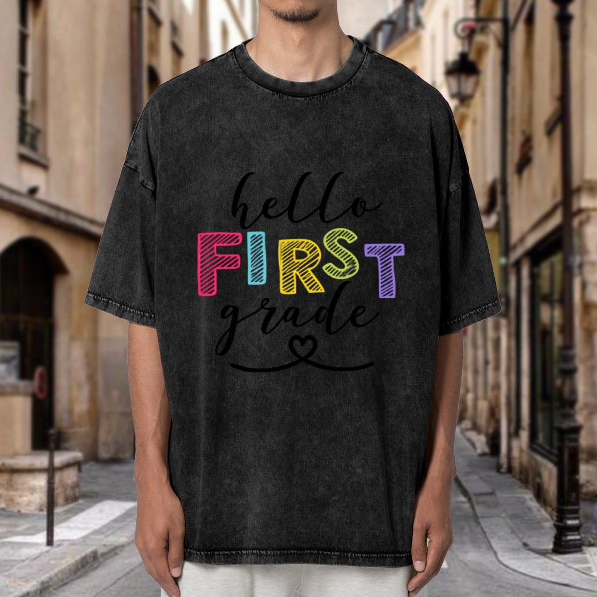 Hello First Grade Teacher washed graphic T-shirt product image