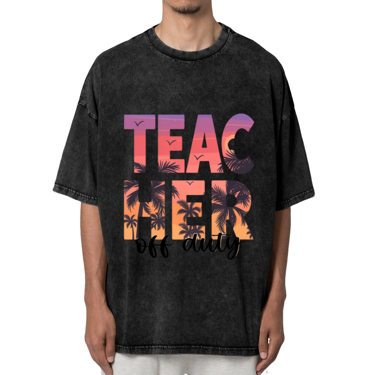 Retro Teacher Off Duty washed graphic T-shirt product image