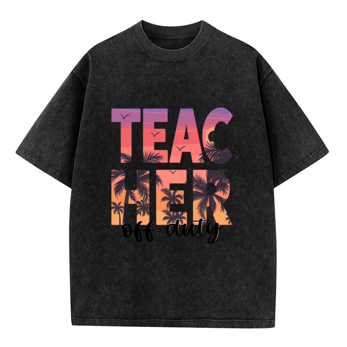 Retro Teacher Off Duty washed graphic T-shirt product image